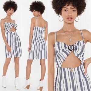 Nasty Gal On the Right Lines Striped Cut-Out mini Dress NWT